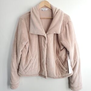 New Young Fabulous & Broke Flurry Velour Blush Teddy Puffer Jacket New XS, S, L